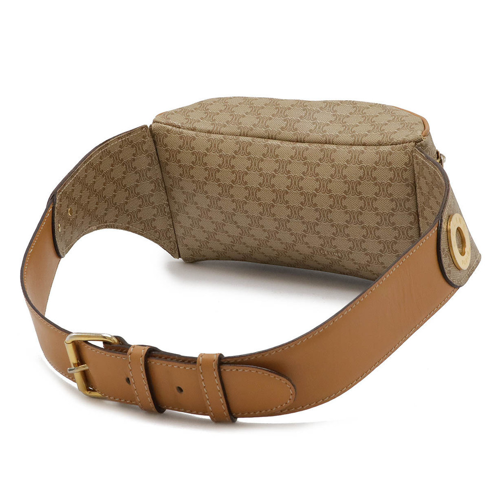Celine Macadam Cream Waist Hip Beige Bag Leather Clutch Body Pouch Cream Tan